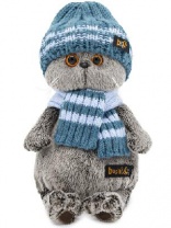 Басик в голубой вязаной шапке и шарфе 22 см от интернет-магазина Континент игрушек