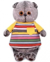 Кот Басик в полосатой футболке с карманом 22 см мягкая игрушка от интернет-магазина Континент игрушек