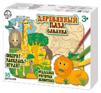 Пазл деревянный "Саванна" 29х20см, 35 элементов от интернет-магазина Континент игрушек