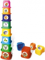 Пирамидка Теремок, 8 деталей, квадратные стаканчики от интернет-магазина Континент игрушек