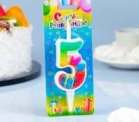 Свеча для торта цифра "Подарок" 5 от интернет-магазина Континент игрушек