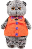 Кот Басик в вязаном жилете 19 см, мягкая игрушка от интернет-магазина Континент игрушек
