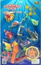 Рыбалка "Большой Улов", набор с 2-мя удочками и 9 рыбами, на картоне от интернет-магазина Континент игрушек