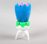 Свеча для торта музыкальная "Тюльпан", крутящаяся, синяя, 14,5×6 см 2919691 от интернет-магазина Континент игрушек