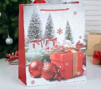 Пакет ламинированный "Новогодние подарки", люкс, 31 х 12 х 44 см от интернет-магазина Континент игрушек
