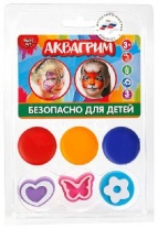 Аквагрим "Multiart" ,3 цвета, 3 штампа-трафарета. от интернет-магазина Континент игрушек