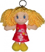 Кукла, блондинка в красном платье, с колечком, мягконабивная, 15 см от интернет-магазина Континент игрушек